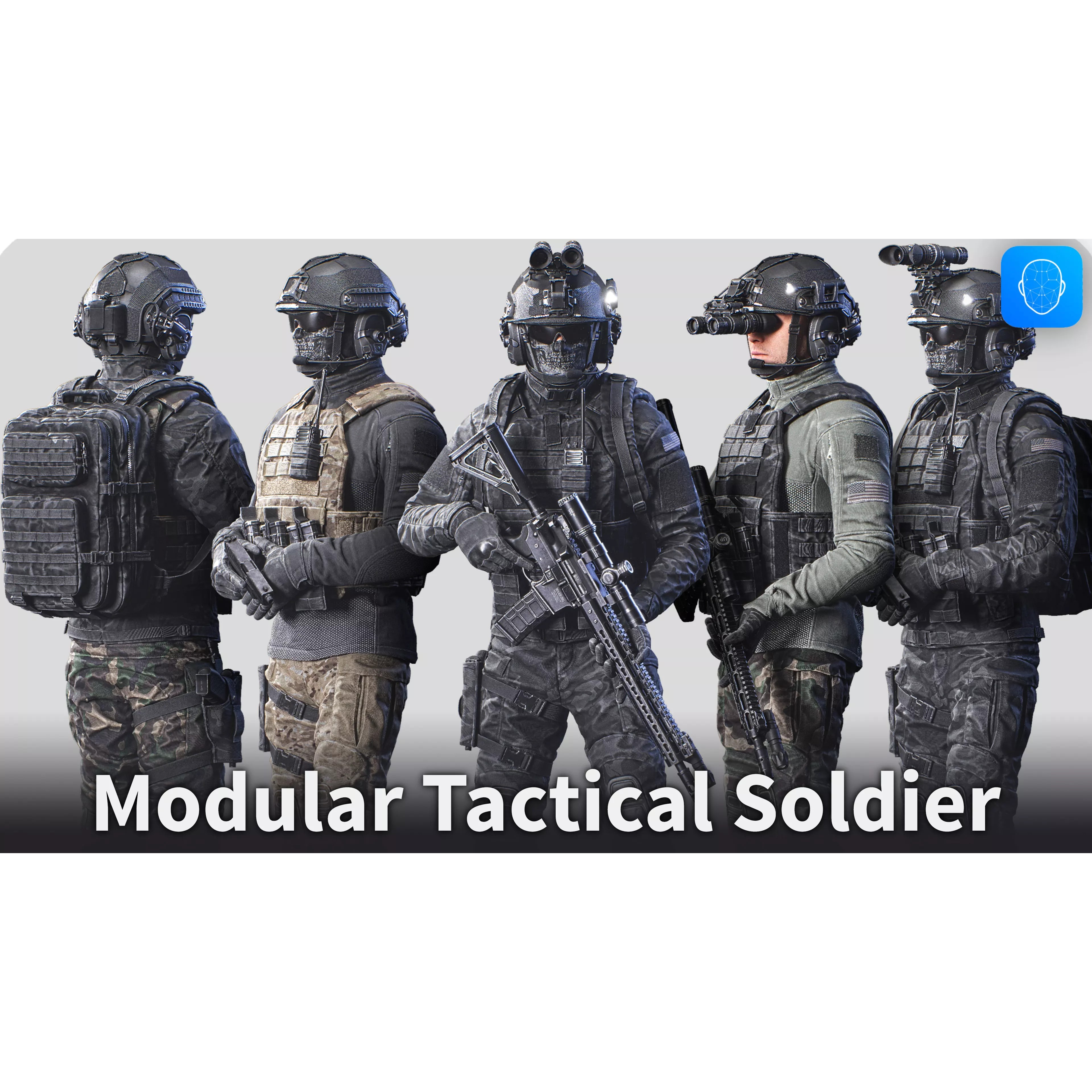 Modular Tactical Soldier - Low-Poly Game-Ready 3D Model - View 2