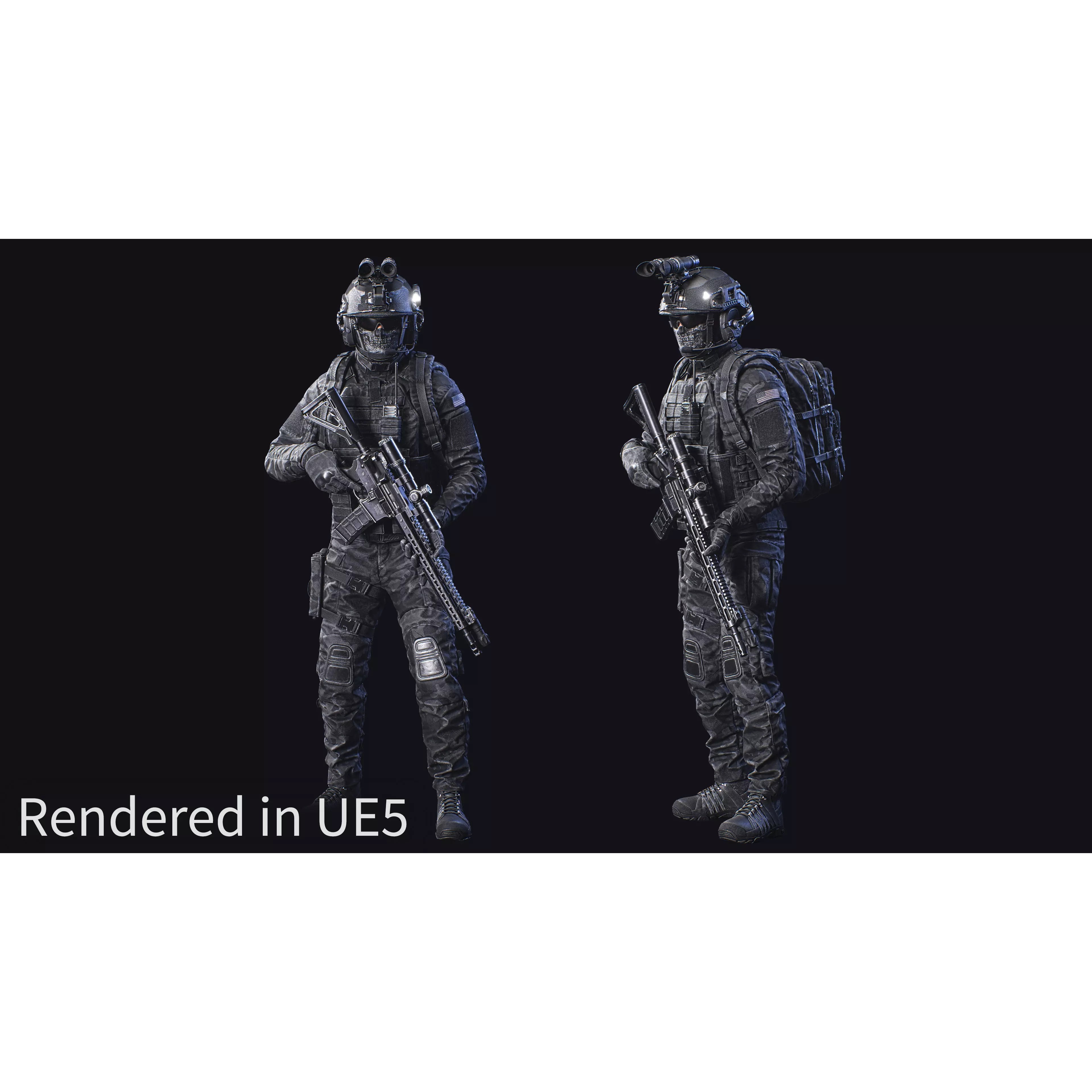 Modular Tactical Soldier - Low-Poly Game-Ready 3D Model - View 3