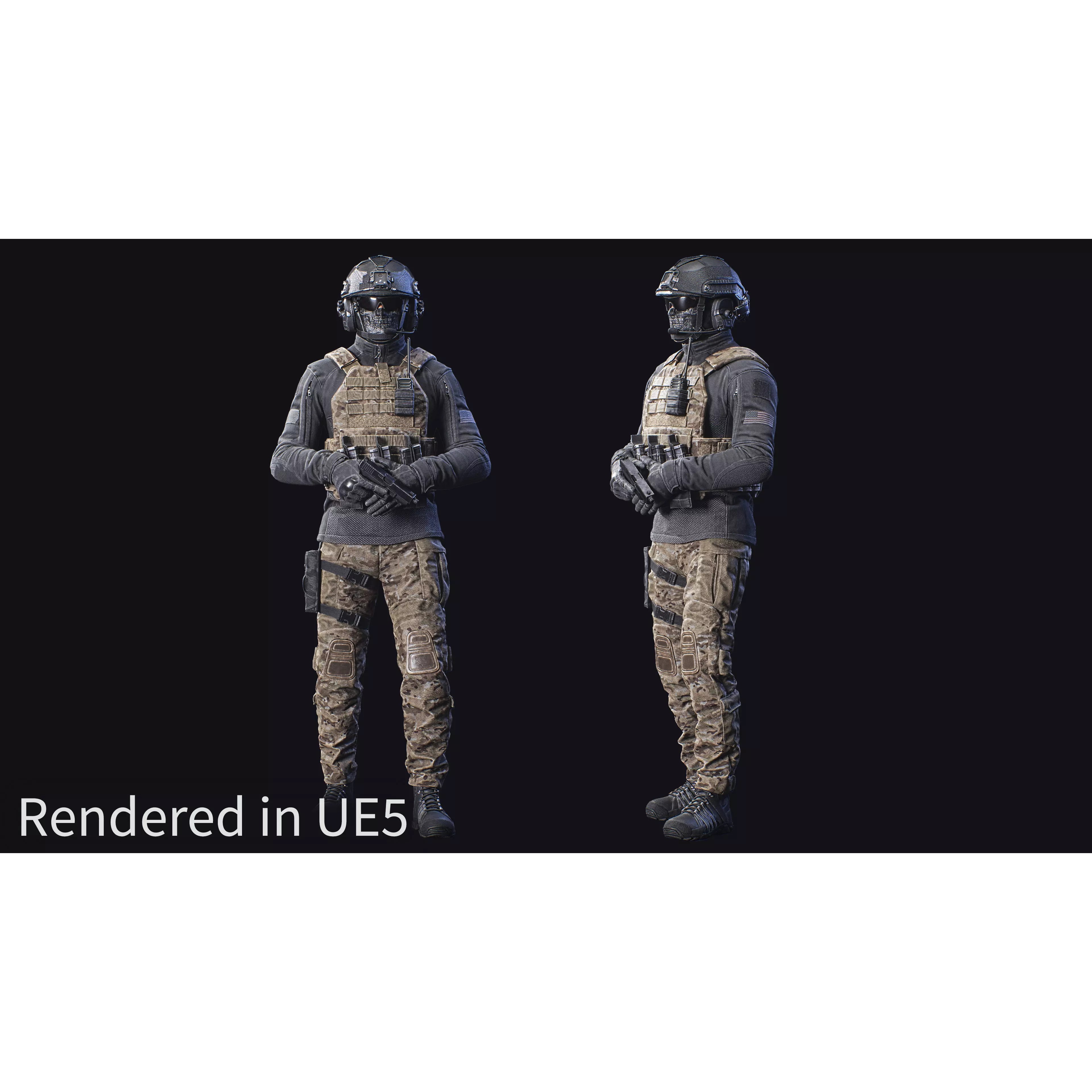 Modular Tactical Soldier - Low-Poly Game-Ready 3D Model - View 7