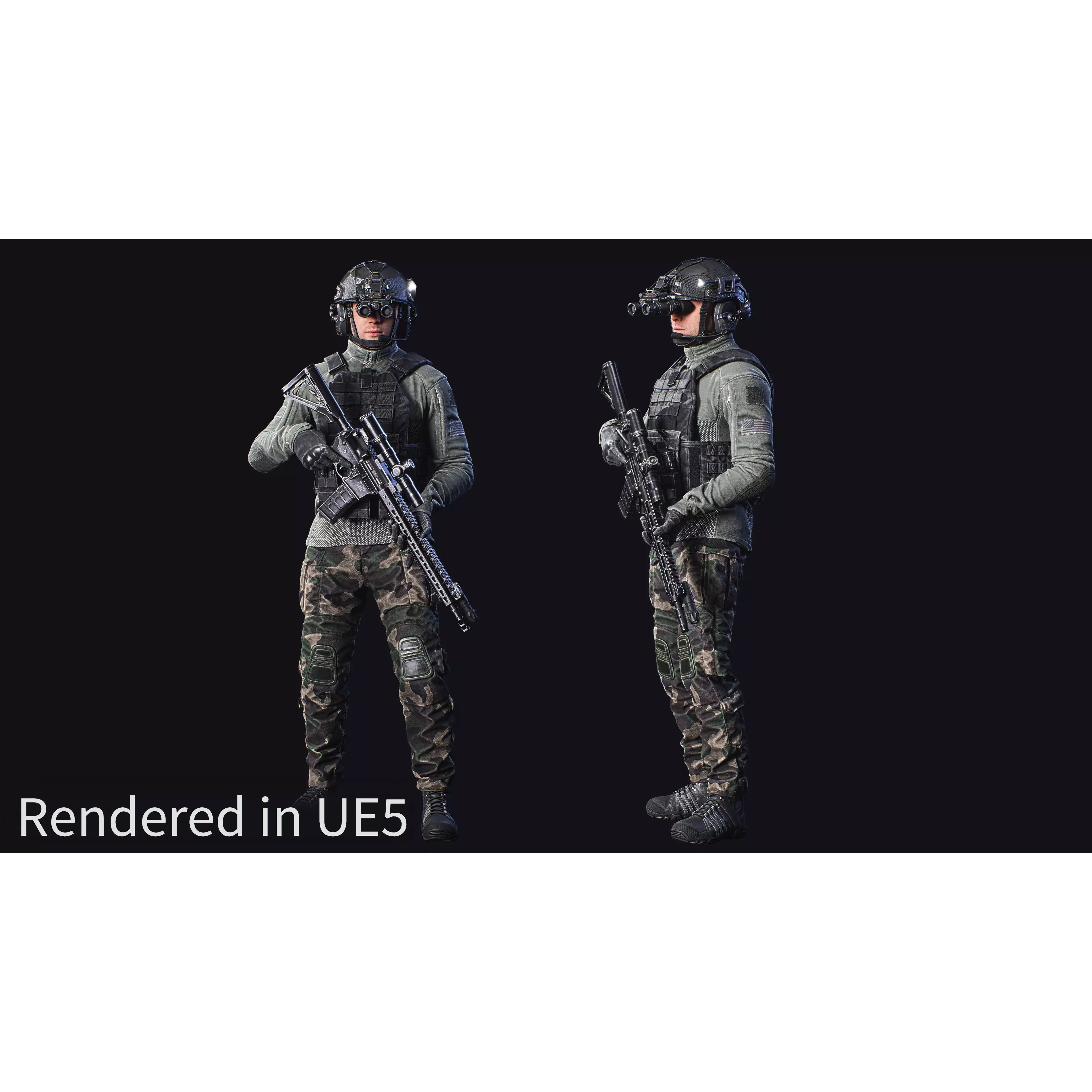 Modular Tactical Soldier - Low-Poly Game-Ready 3D Model - View 8