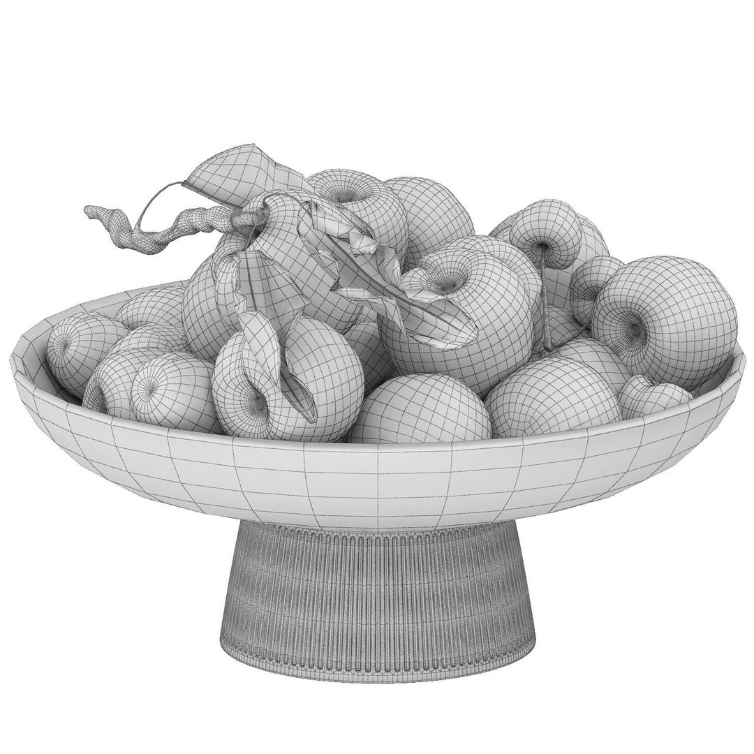 Bowl of Apricots and Cherries 3D Model – High Poly PBR Asset, FBX/OBJ - View 6