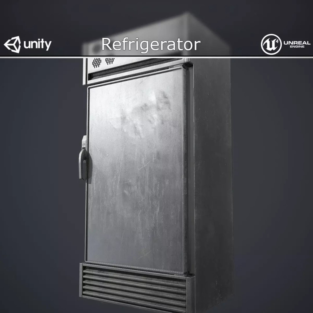 Refrigerator 3D Model – Low Poly Game Ready Asset, FBX, OBJ - View 2