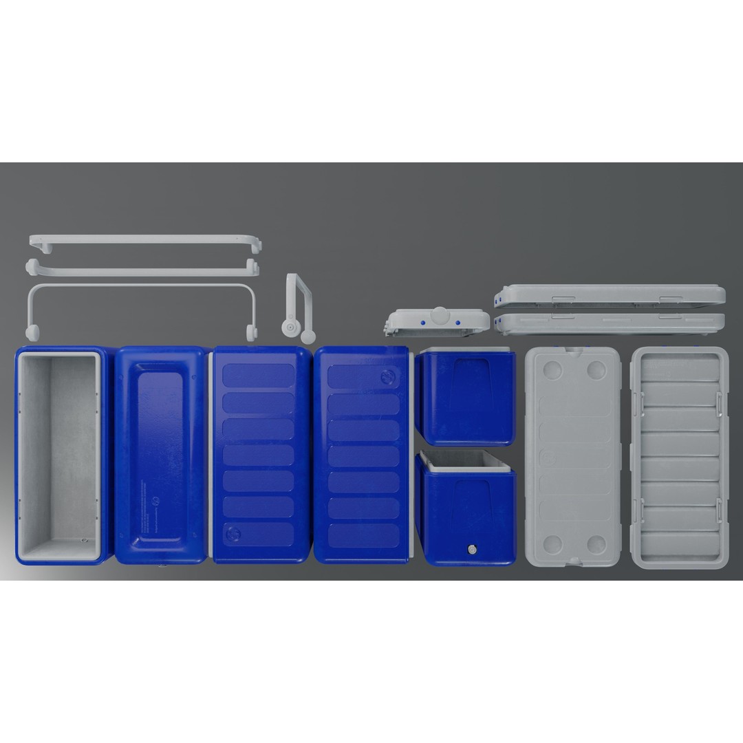 Cooler Box 3D Model – Low Poly PBR Asset for Games, FBX, OBJ - View 19