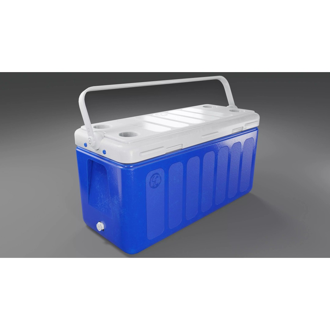 Cooler Box 3D Model – Low Poly PBR Asset for Games, FBX, OBJ - View 2