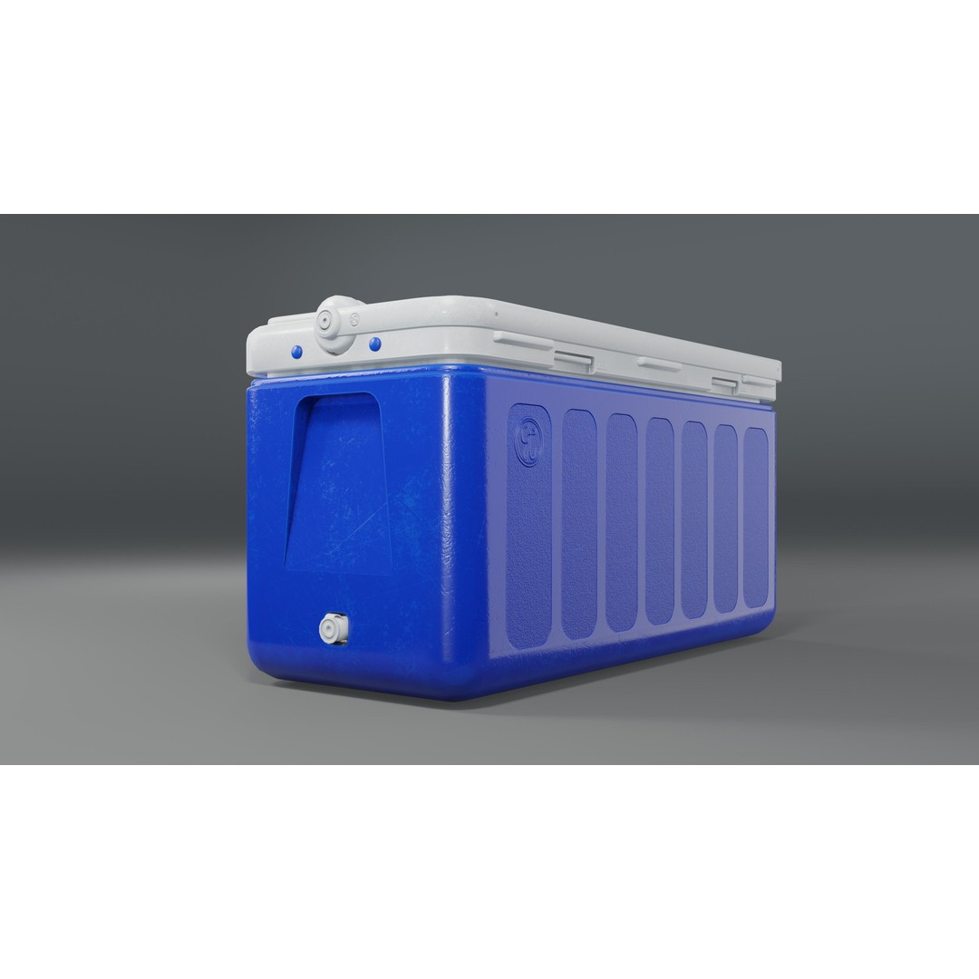 Cooler Box 3D Model – Low Poly PBR Asset for Games, FBX, OBJ - View 3
