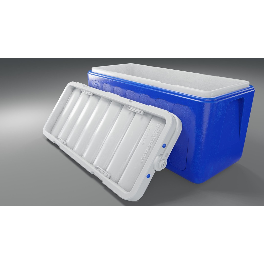 Cooler Box 3D Model – Low Poly PBR Asset for Games, FBX, OBJ - View 4