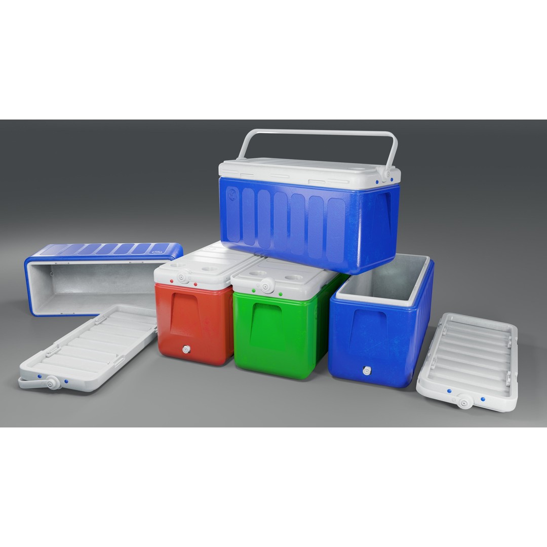 Cooler Box 3D Model – Low Poly PBR Asset for Games, FBX, OBJ - View 6