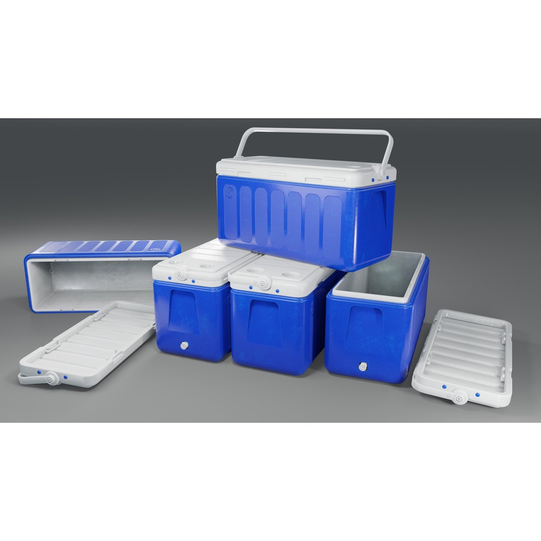Cooler Box 3D Model – Low Poly PBR Asset for Games, FBX, OBJ - View 8
