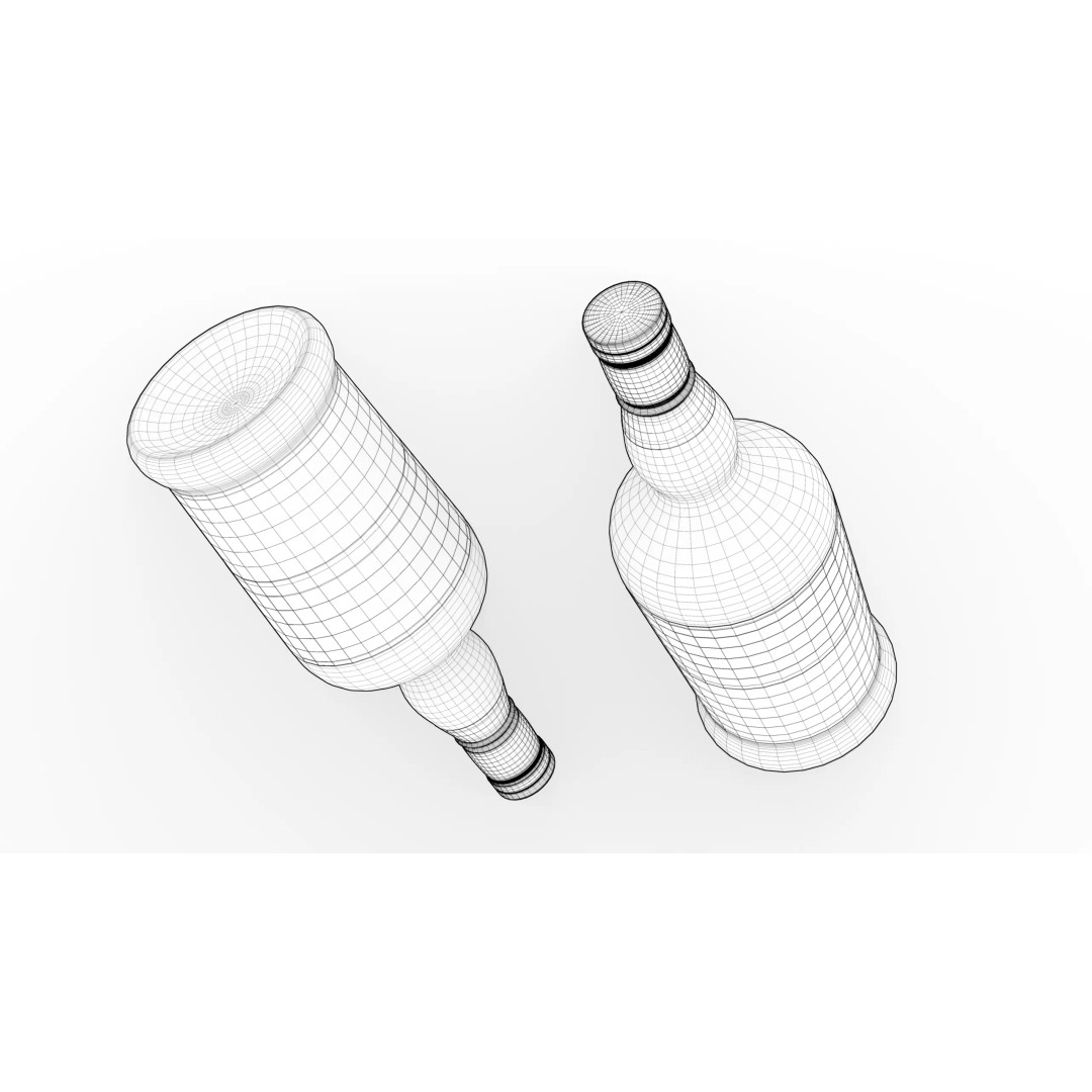 Whiskey Bottle 3D Model – PBR Beveled Bourbon Asset, FBX, Blender