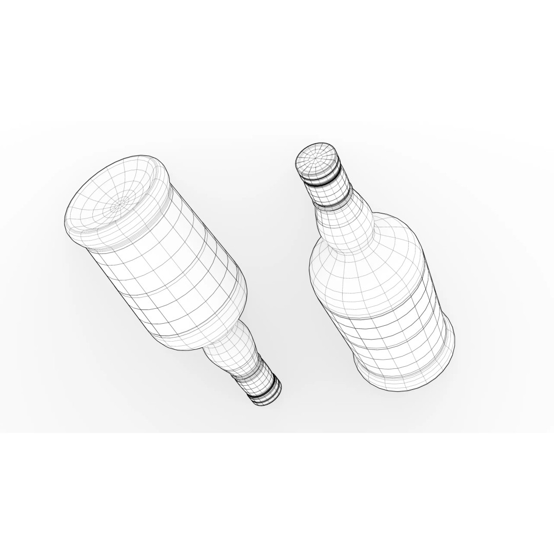 Whiskey Bottle 3D Model – PBR Beveled Bourbon Asset, FBX, Blender - View 10