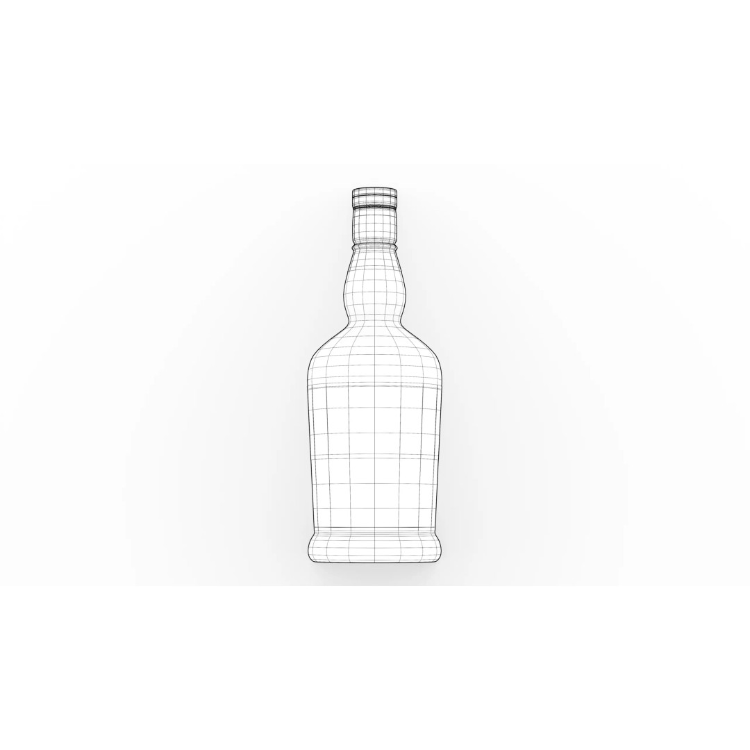 Whiskey Bottle 3D Model – PBR Beveled Bourbon Asset, FBX, Blender - View 3