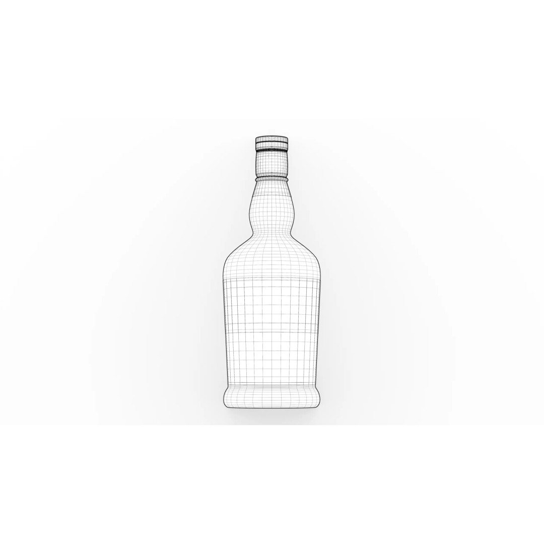Whiskey Bottle 3D Model – PBR Beveled Bourbon Asset, FBX, Blender - View 4