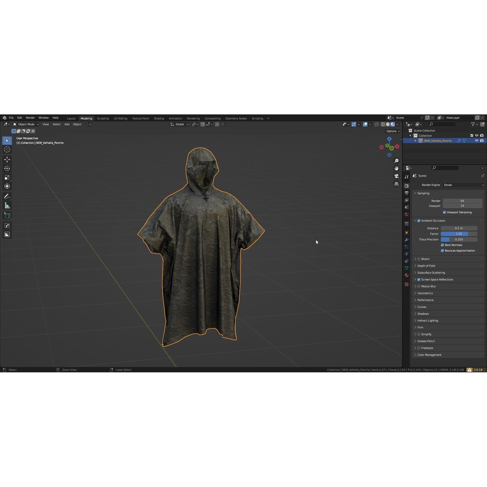 Valhalla Poncho - Low-Poly Game-Ready 3D Model