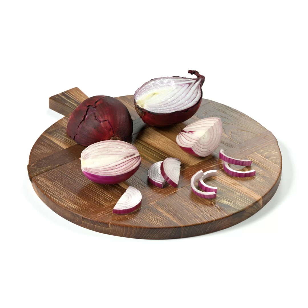 Red Onions 3D Model – Detailed Kitchen Vegetable Set, PBR, FBX, OBJ - View 2