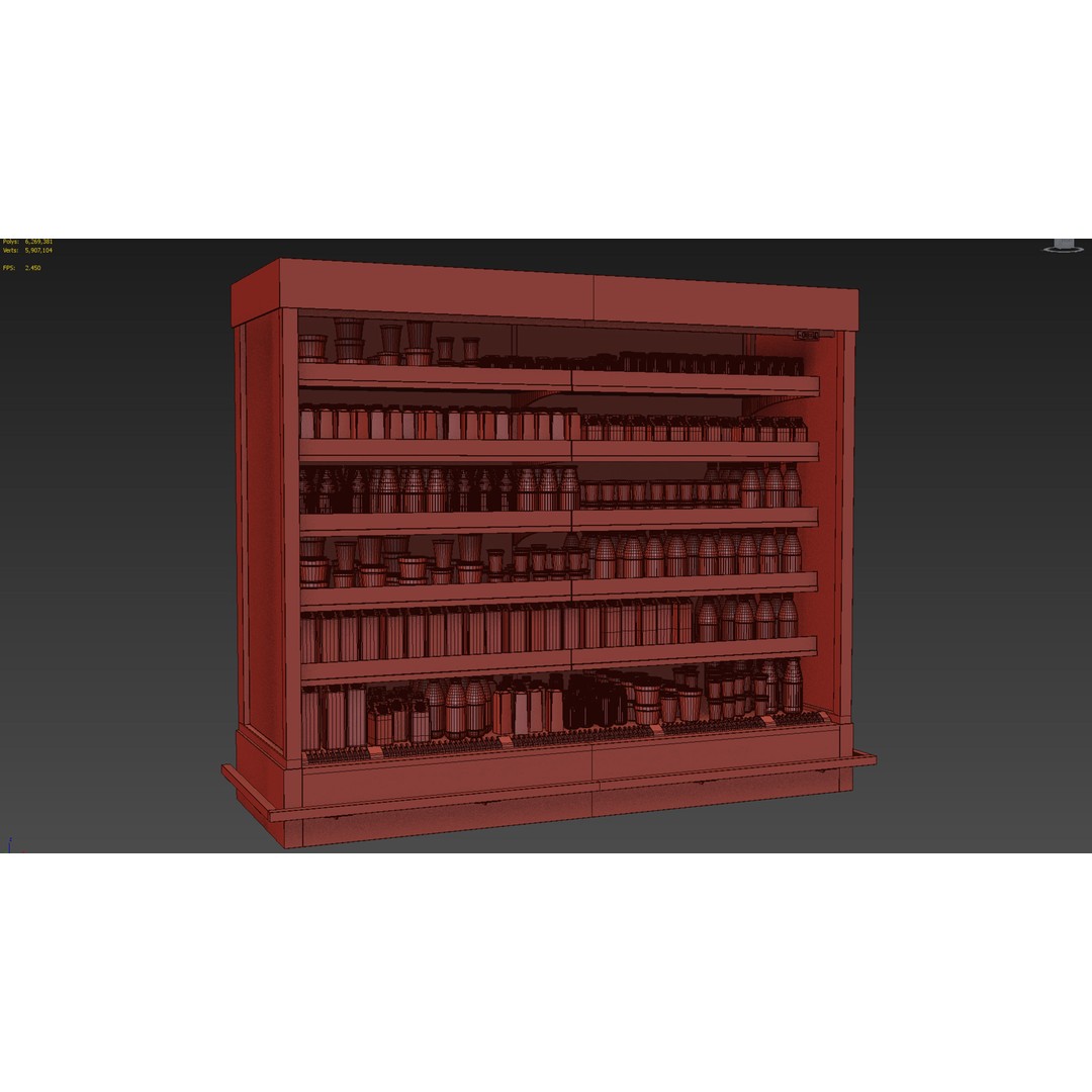 Dairy Products Rack 3D Model – Low Poly Showcase Asset, FBX, OBJ