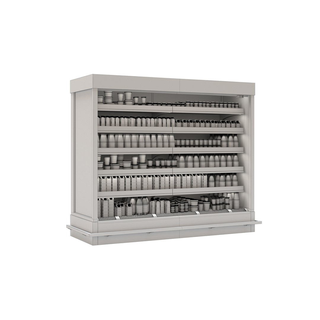 Dairy Products Rack 3D Model – Low Poly Showcase Asset, FBX, OBJ - View 8
