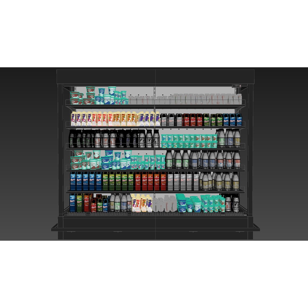 Dairy Products Rack 3D Model – Low Poly Showcase Asset, FBX, OBJ - View 9