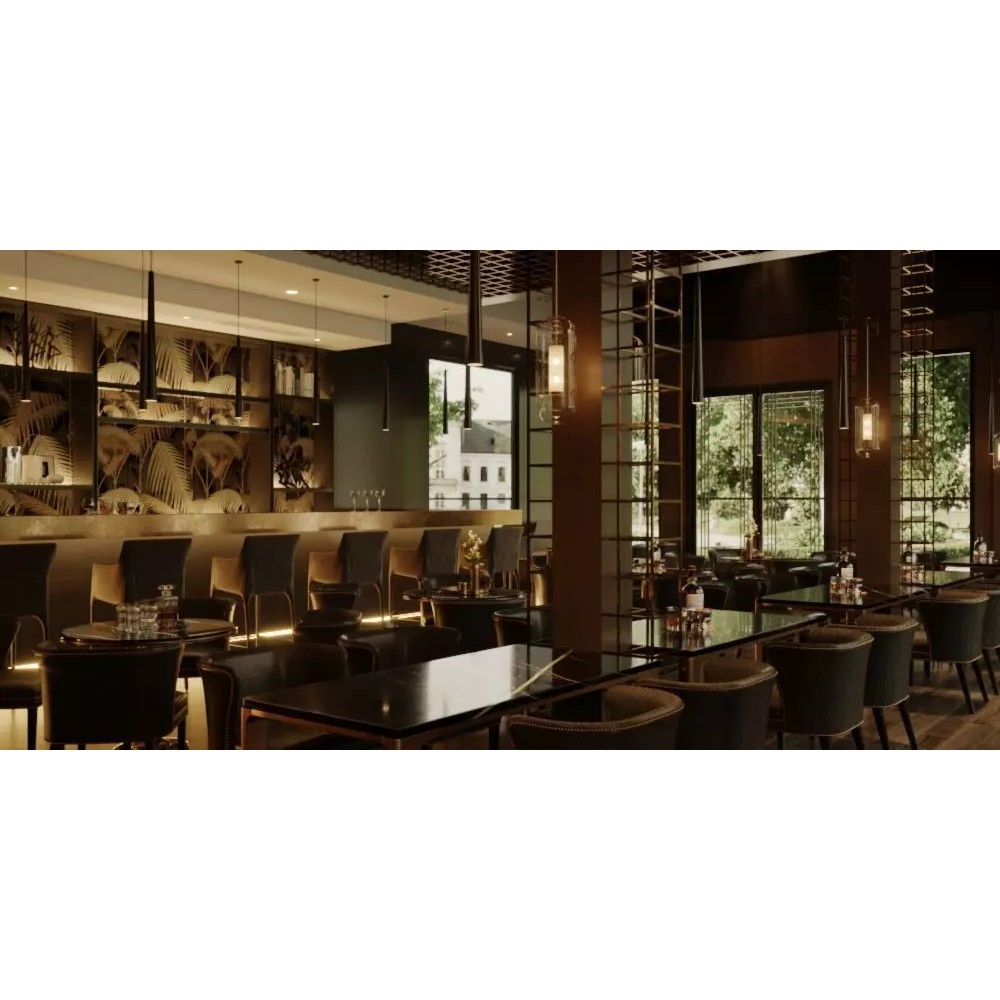 Restaurant Interior Design 3D Model – Modern Café Layout, FBX, OBJ - View 2