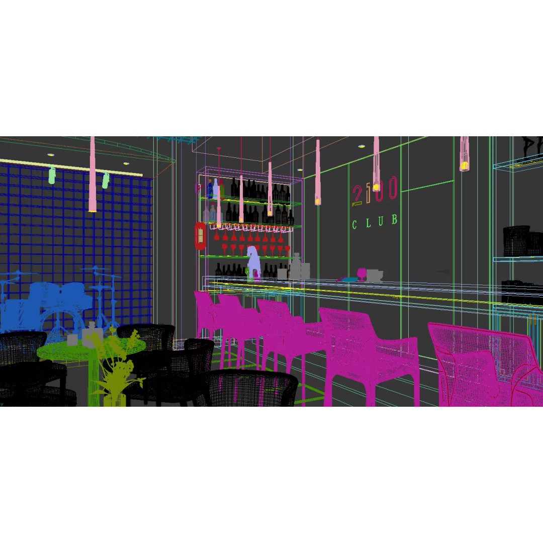 Restaurant Interior Design 3D Model – Modern Café Layout, FBX, OBJ - View 5