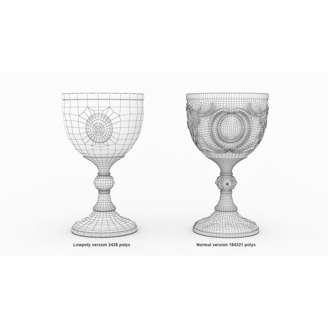Chalice 3D Model – Low Poly PBR Asset for Games, FBX, OBJ, Blender - View 3