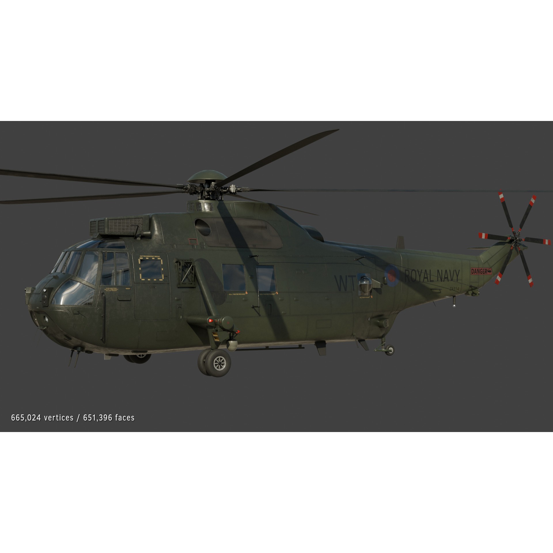 Westland Sea King HC4 - Game-Ready 3D Model - View 9