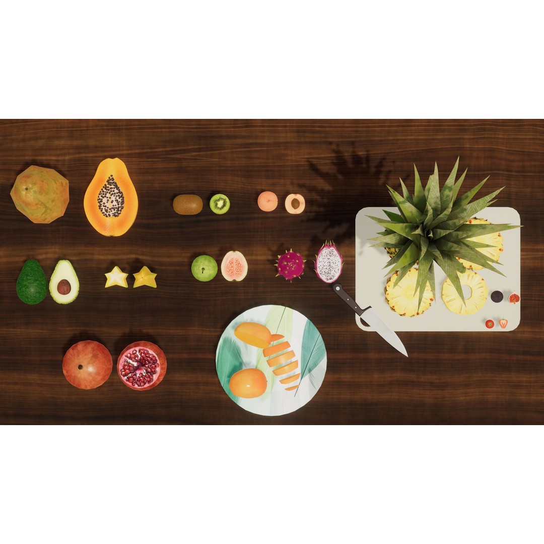 Fruits 3D Model – Low Poly Game Asset with PBR Textures, FBX