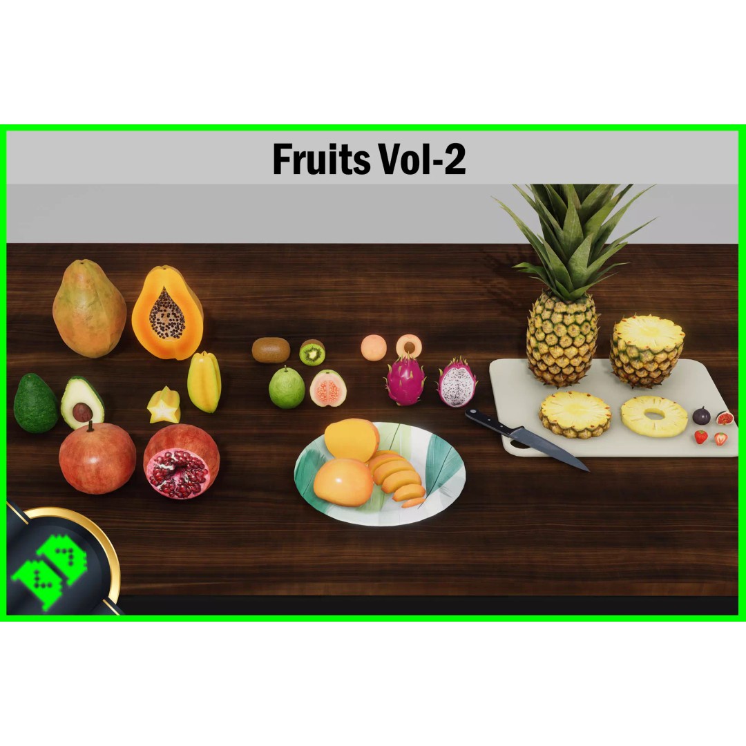 Fruits 3D Model – Low Poly Game Asset with PBR Textures, FBX - View 2
