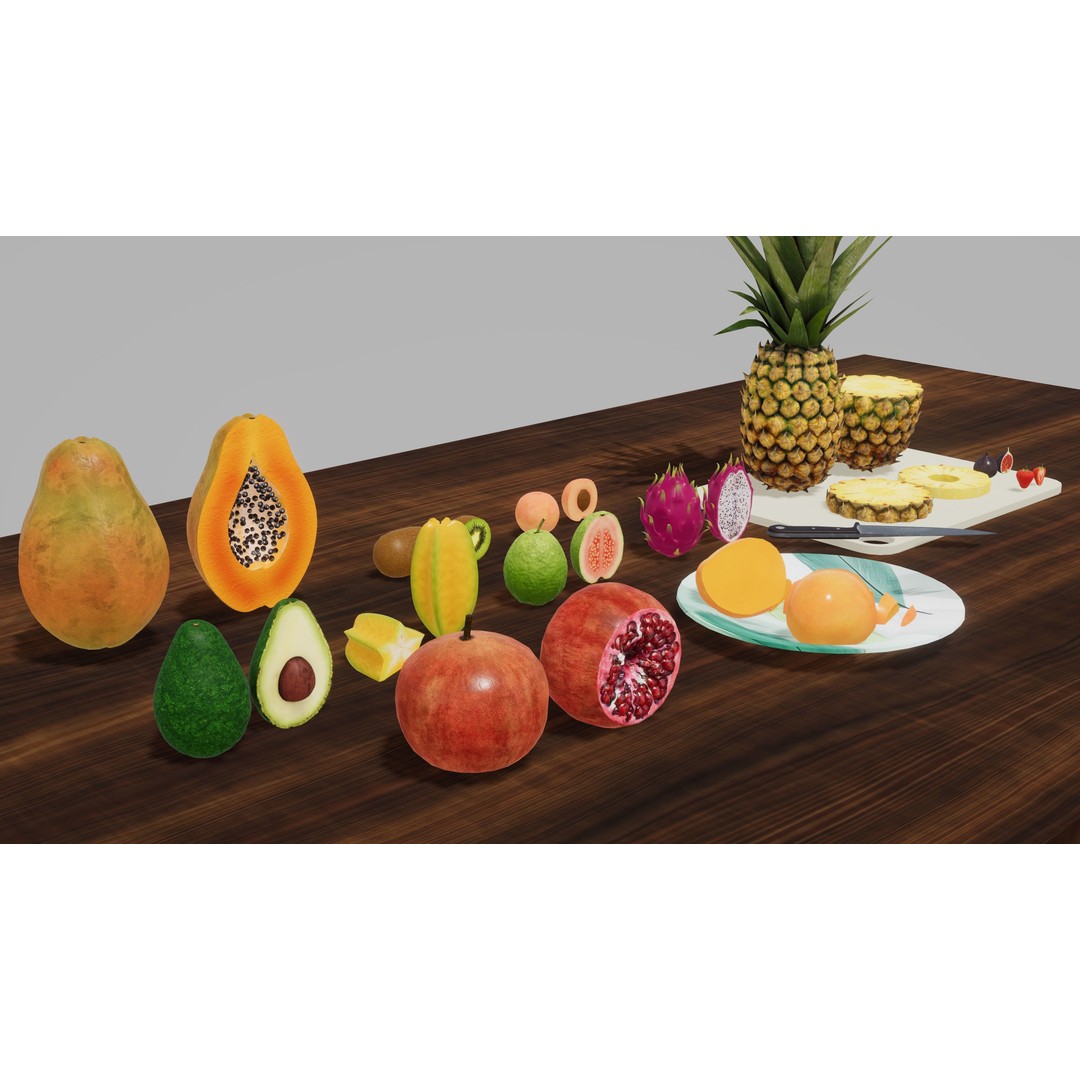 Fruits 3D Model – Low Poly Game Asset with PBR Textures, FBX - View 3