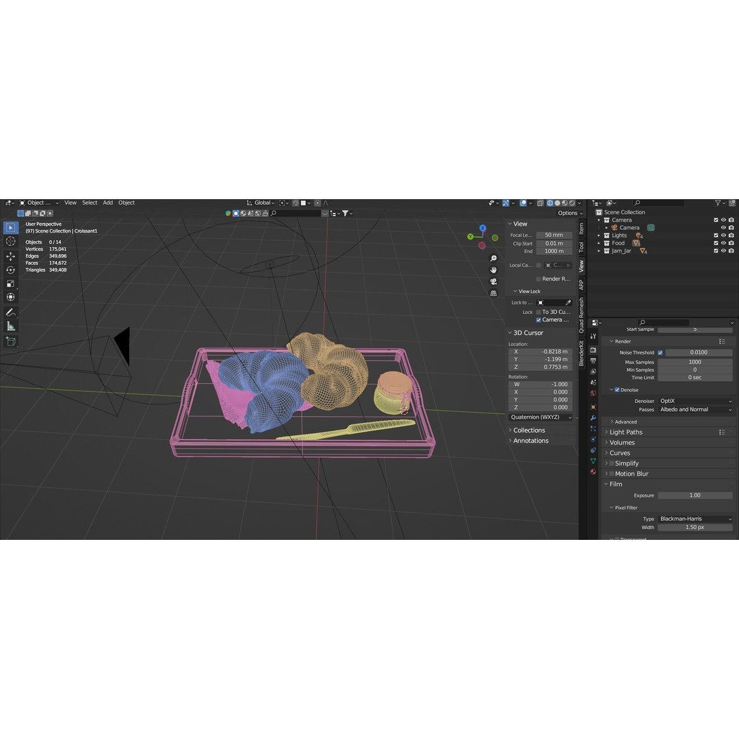 Croissants Full Set 3D Model – PBR Bakery Assets, Blender, FBX