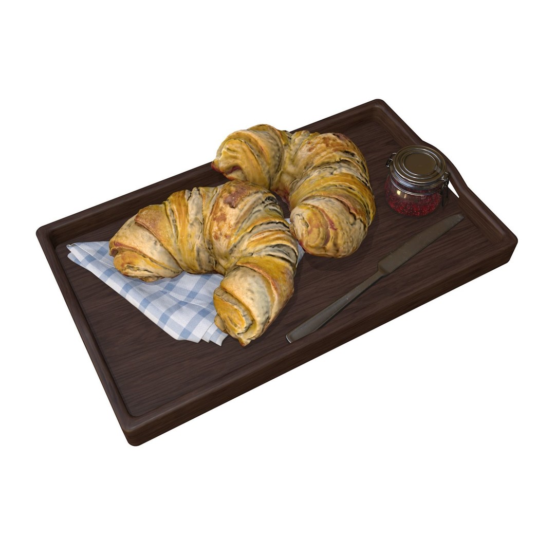 Croissants Full Set 3D Model – PBR Bakery Assets, Blender, FBX - View 11
