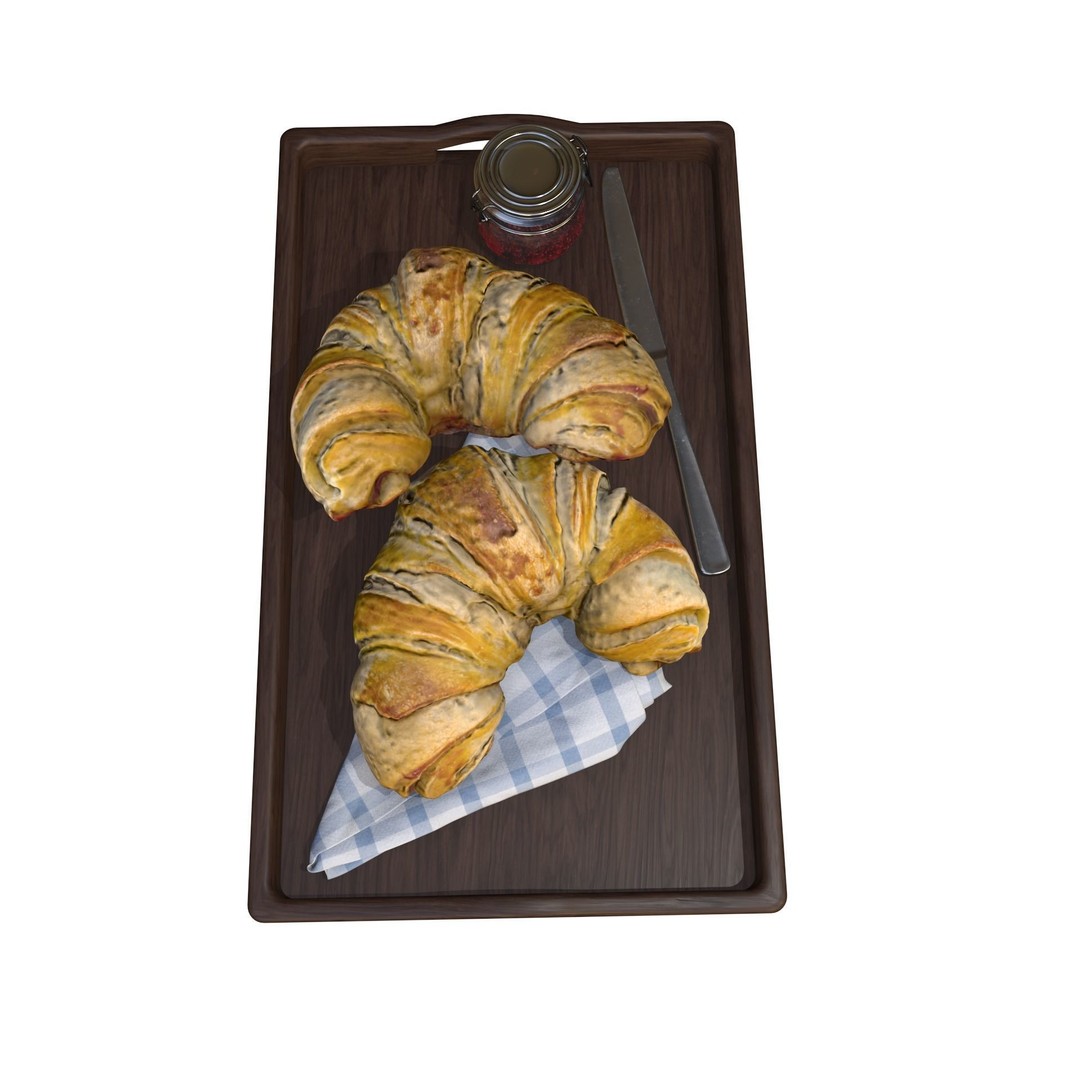 Croissants Full Set 3D Model – PBR Bakery Assets, Blender, FBX - View 12