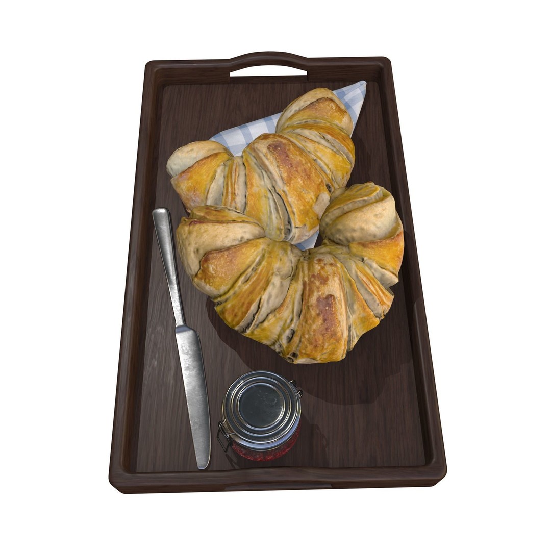 Croissants Full Set 3D Model – PBR Bakery Assets, Blender, FBX - View 14