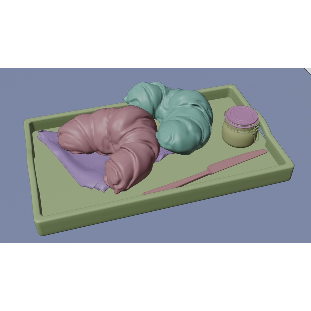 Croissants Full Set 3D Model – PBR Bakery Assets, Blender, FBX - View 15