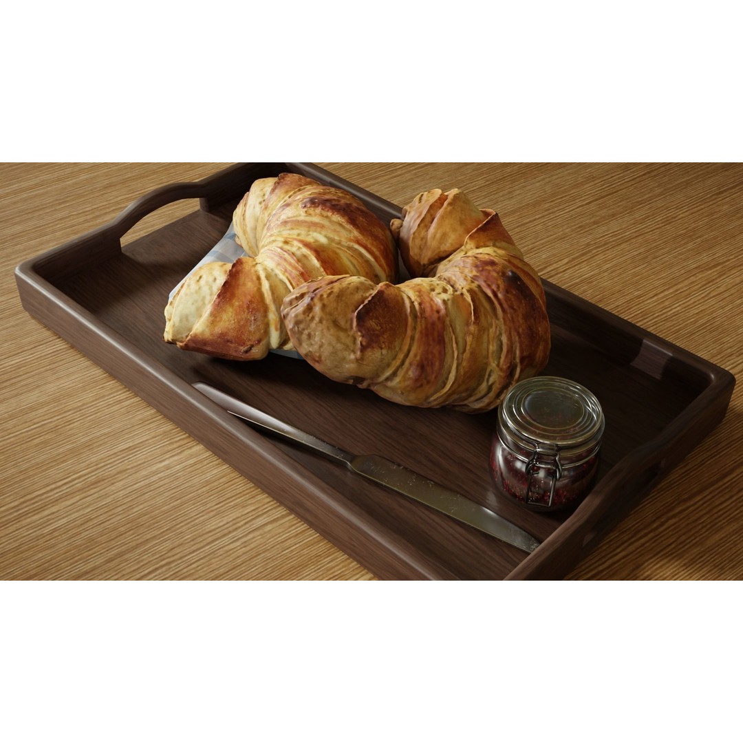 Croissants Full Set 3D Model – PBR Bakery Assets, Blender, FBX - View 4