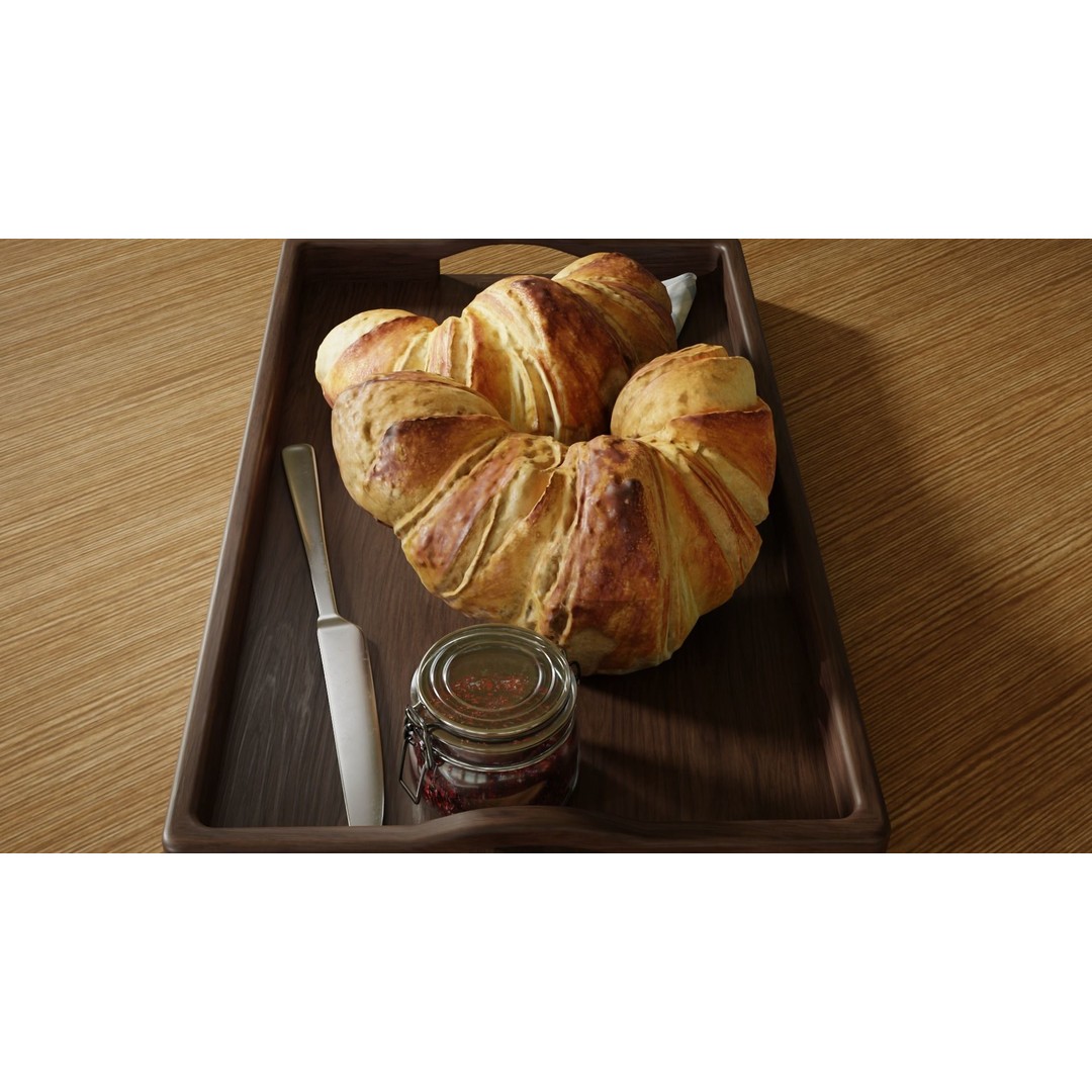 Croissants Full Set 3D Model – PBR Bakery Assets, Blender, FBX - View 5