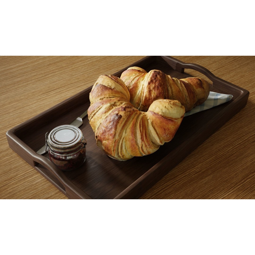 Croissants Full Set 3D Model – PBR Bakery Assets, Blender, FBX - View 6