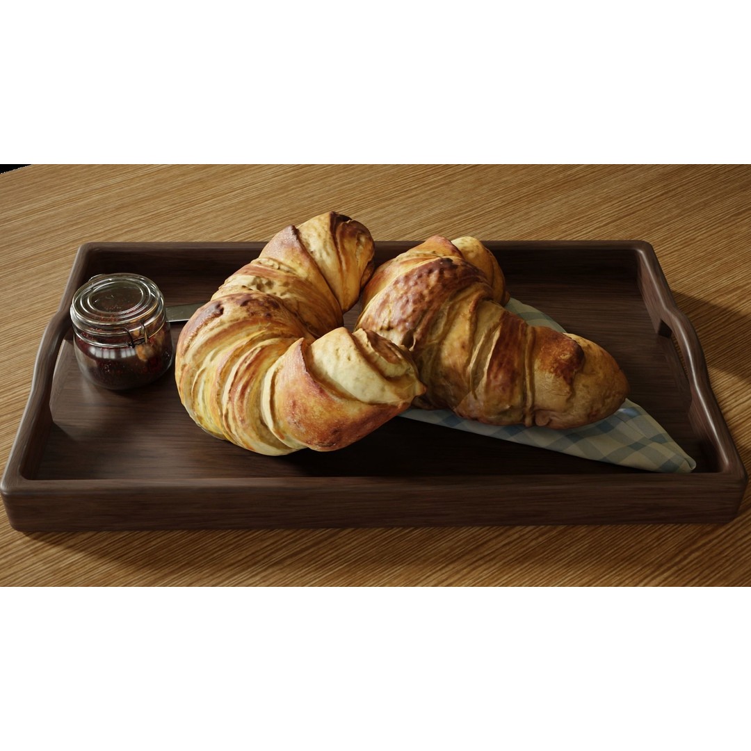 Croissants Full Set 3D Model – PBR Bakery Assets, Blender, FBX - View 7