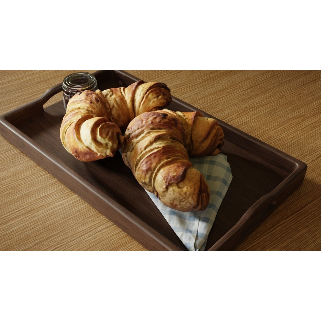 Croissants Full Set 3D Model – PBR Bakery Assets, Blender, FBX - View 8