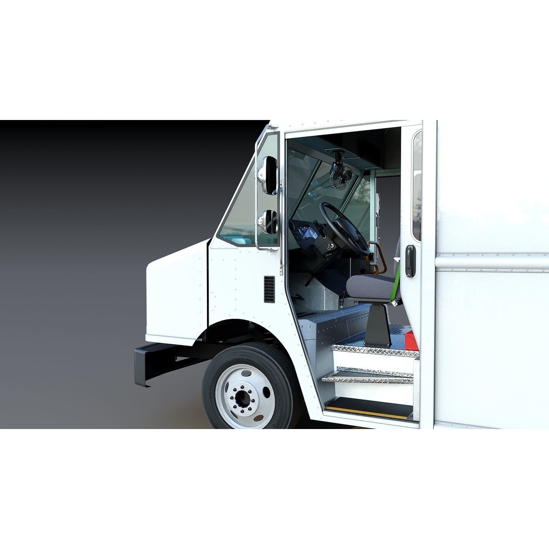 Freightliner Step Van 3D Model – Low Poly Game Ready Truck, PBR Textures - View 14
