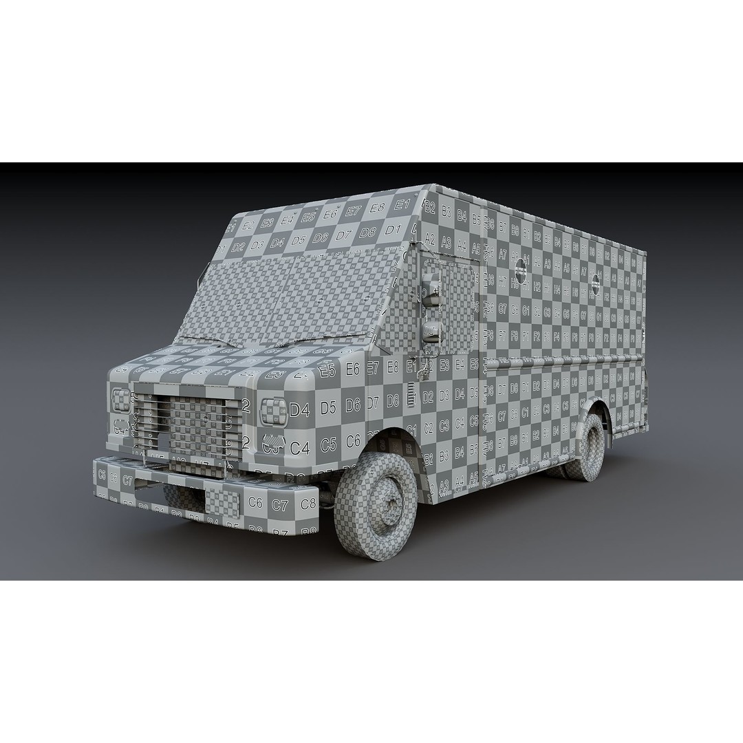 Freightliner Step Van 3D Model – Low Poly Game Ready Truck, PBR Textures - View 55