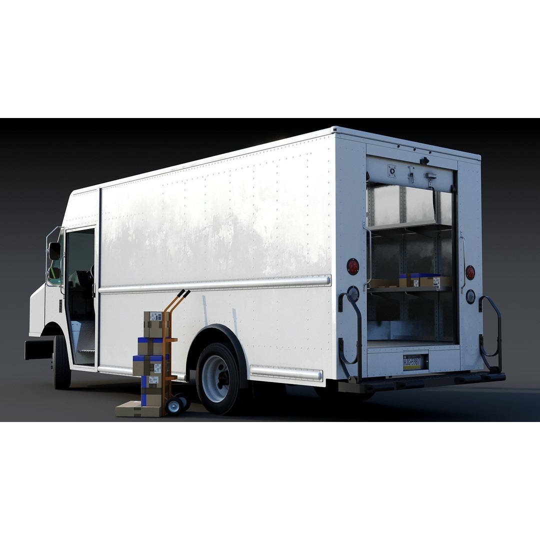 Freightliner Step Van 3D Model – Low Poly Game Ready Truck, PBR Textures - View 7