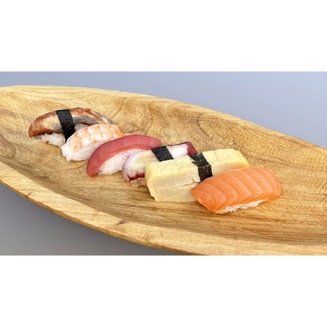 Sushi 3D Model – Low Poly Game Asset, PBR Textures, FBX, Blender - View 2
