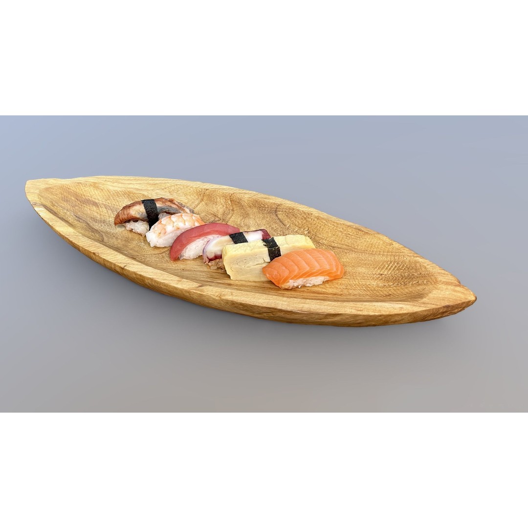 Sushi 3D Model – Low Poly Game Asset, PBR Textures, FBX, Blender - View 3