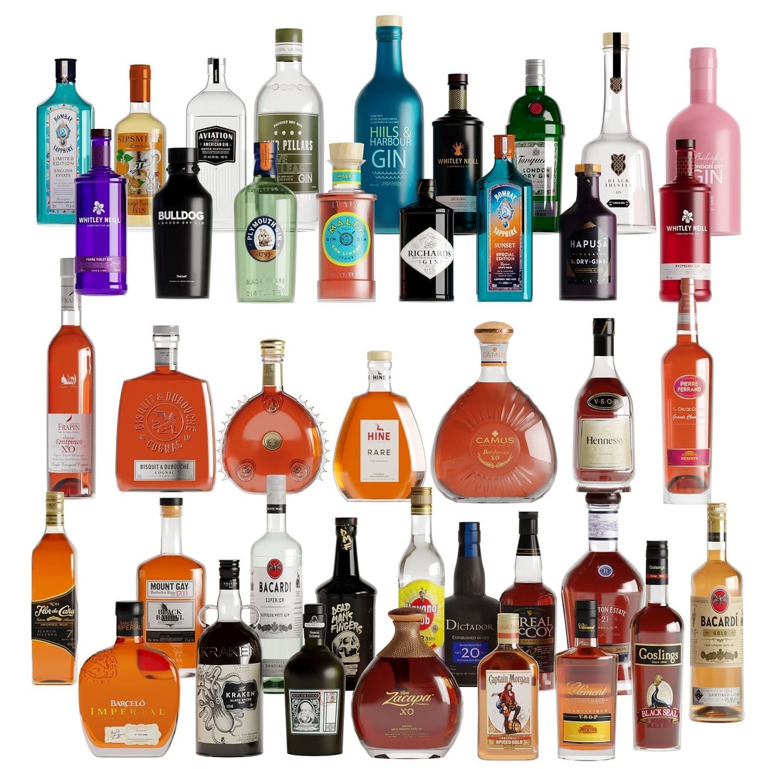 280 Drink Bottles 3D Model – Low Poly PBR Collection, FBX, OBJ - View 10