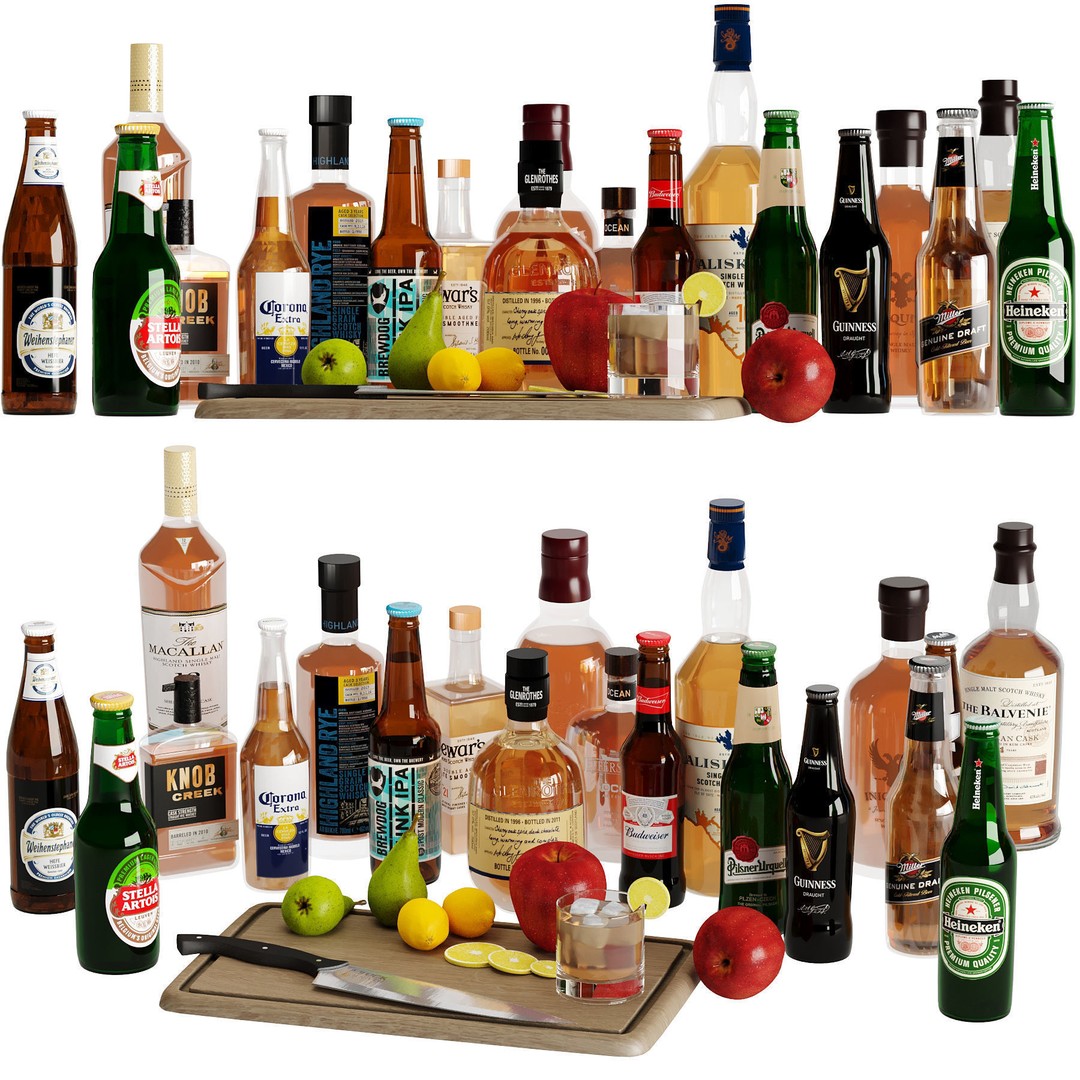 280 Drink Bottles 3D Model – Low Poly PBR Collection, FBX, OBJ - View 11