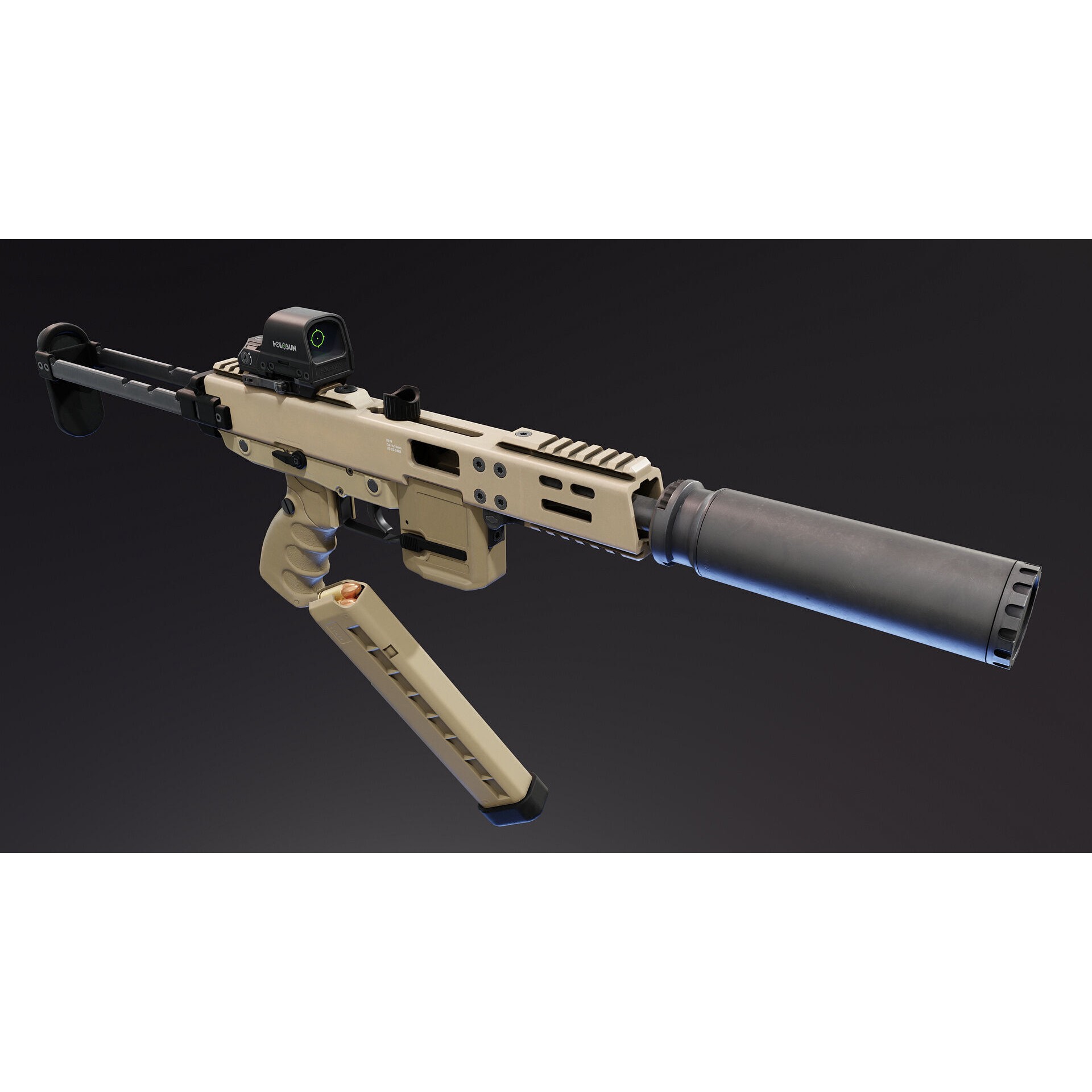 BT KH9 SMG - Low-Poly Game-Ready 3D Model - View 10