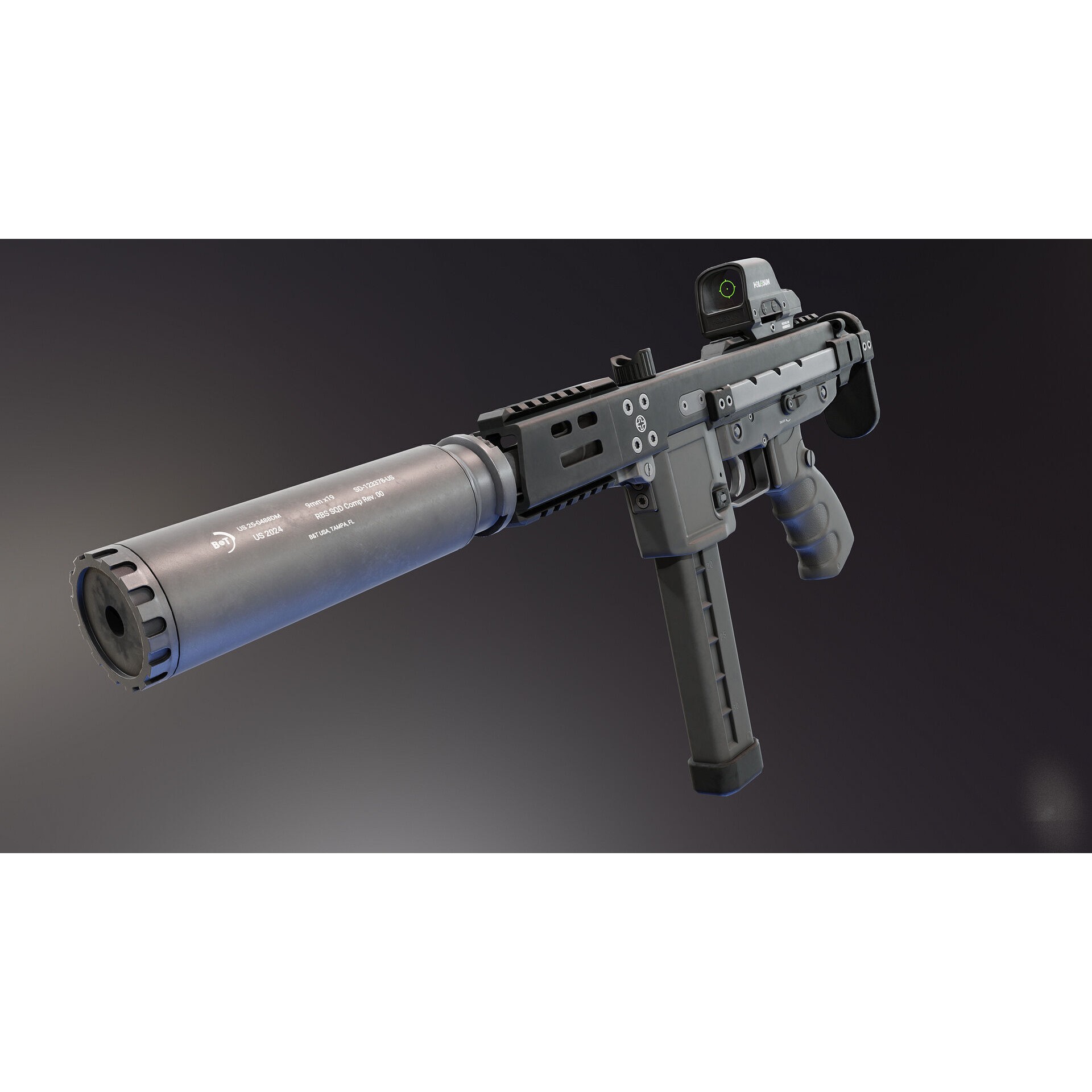 BT KH9 SMG - Low-Poly Game-Ready 3D Model - View 11