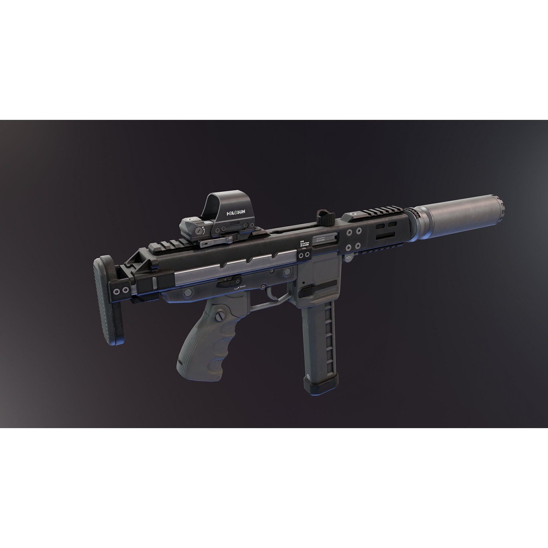 BT KH9 SMG - Low-Poly Game-Ready 3D Model - View 12