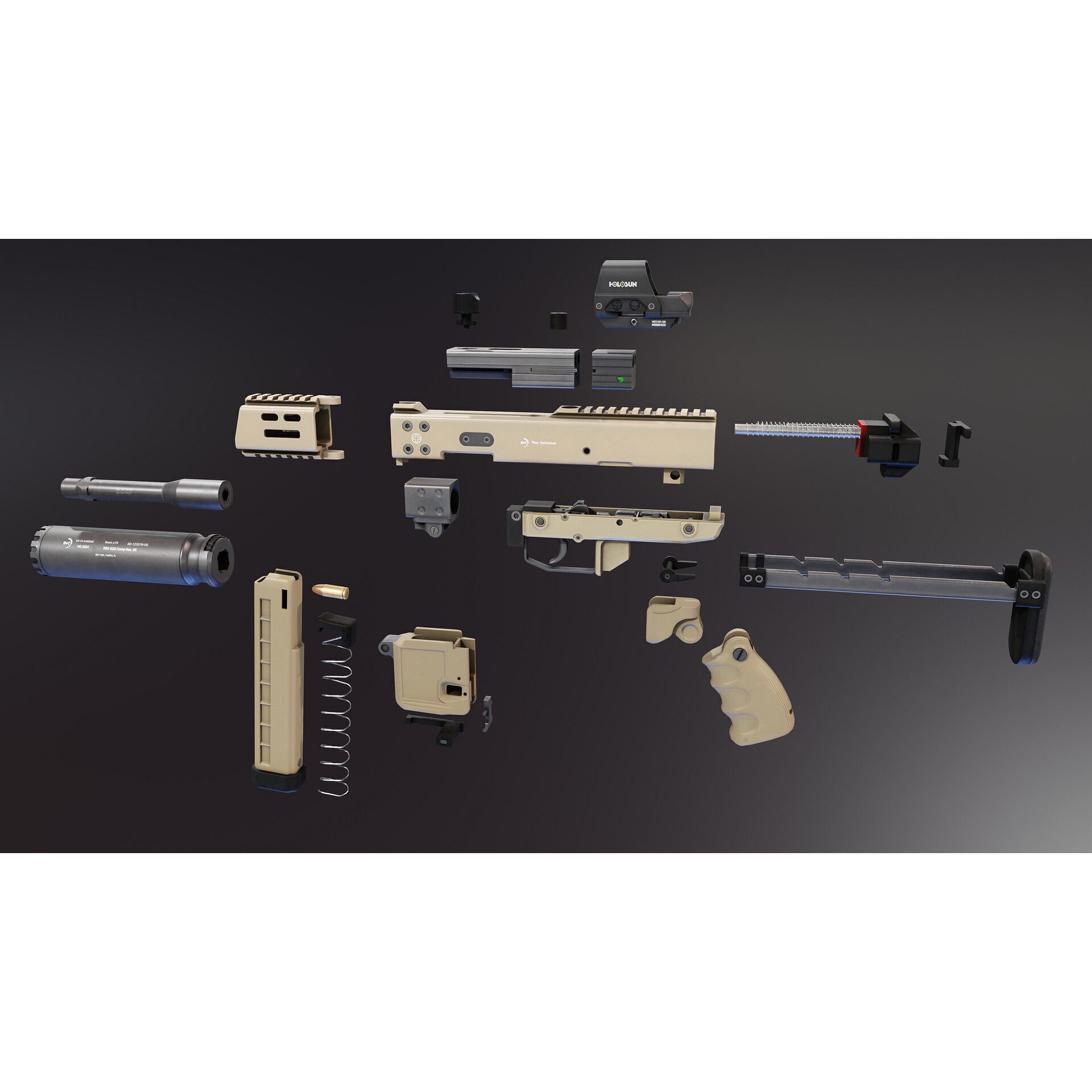 BT KH9 SMG - Low-Poly Game-Ready 3D Model - View 14