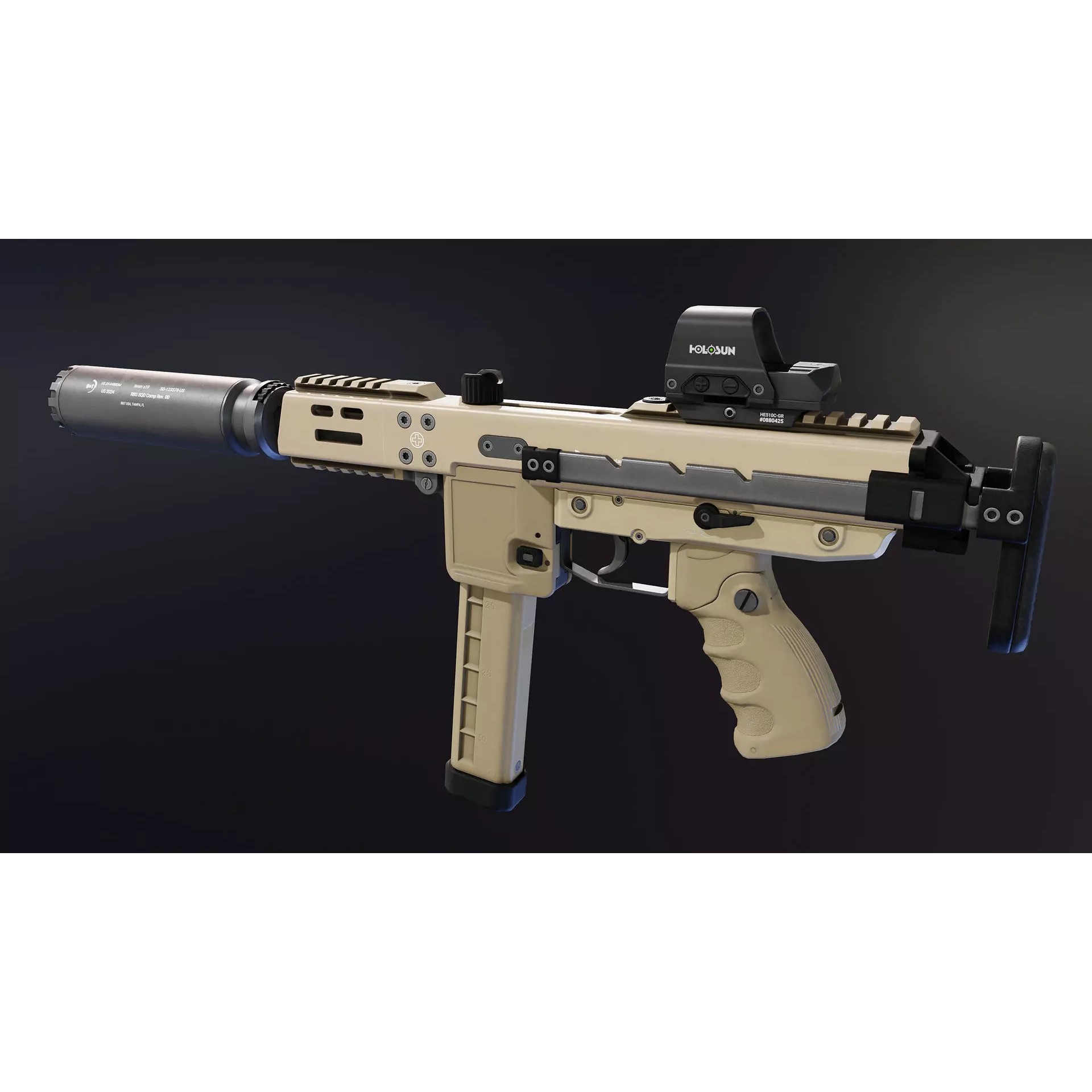 BT KH9 SMG - Low-Poly Game-Ready 3D Model - View 2